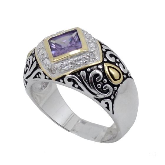 "Ladies .925 Italian Sterling Silver Purple Violet synthetic gemstone ring SAR14 6