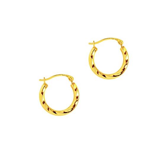 10K Yellow Gold Ladies Hoop Earrings ZER559