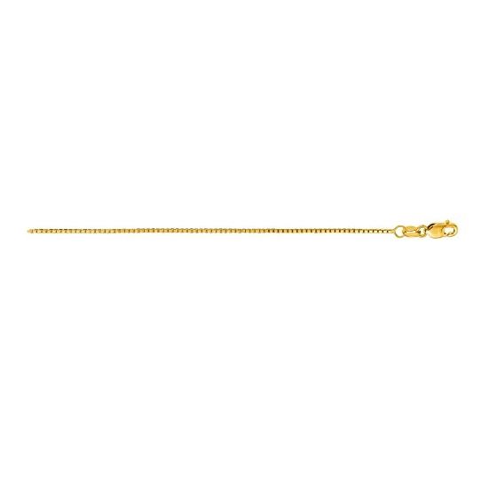 14K Yellow Gold 1.0mm wide Shiny Classic Box Chain with Lobster Clasp 1