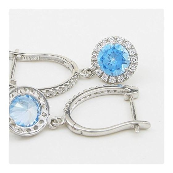 Womens Light blue cubic zirconia drop cz chandelier earring Silver15 3