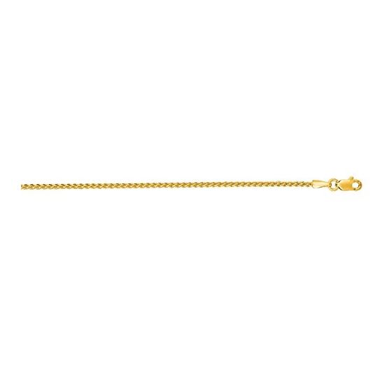 14K Yellow Gold 1.5mm wide Shiny Round Wheat Chain with Lobster Clasp 1