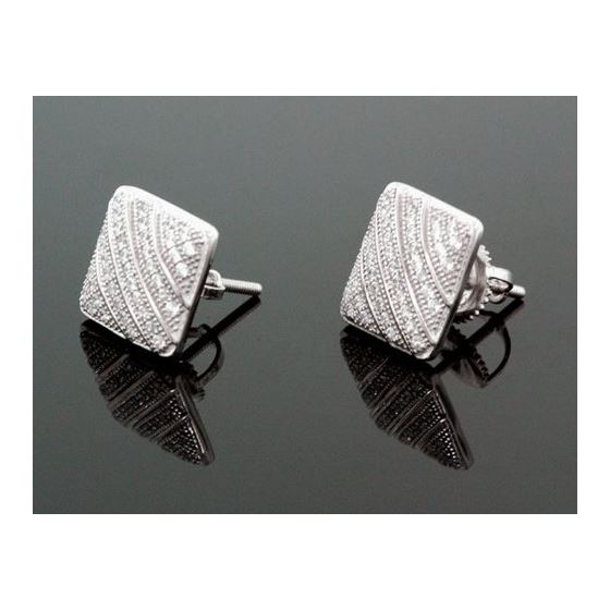 Sterling Silver Unisex Fashion Square Hand Set Stud Earrings ME0227b 1