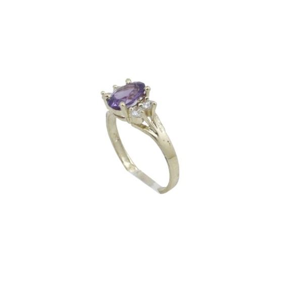 10k Yellow Gold Syntetic purple gemstone ring ajr59 Size: 6.75 1