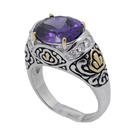 "Ladies .925 Italian Sterling Silver Purple Violet synthetic gemstone ring SAR6 6