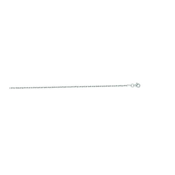 14K White Gold 1.5mm wide Shiny Solid Diamond Cut Royal Rope Chain with Lobster Clasp