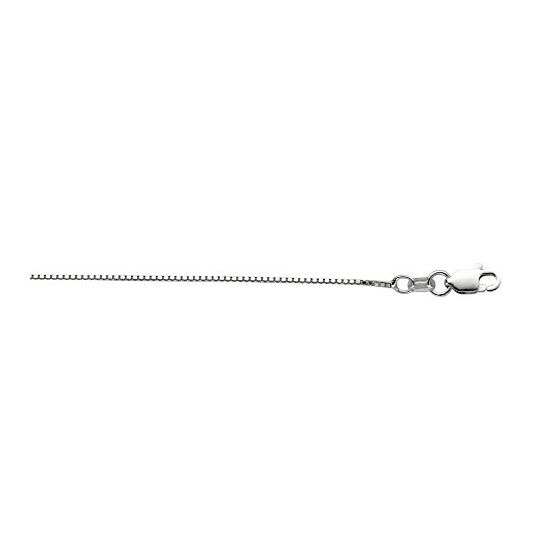 Silver with Non-Rhodium Finish 0.9mm wide Shiny Diamond Cut Box Chain with Lobster Clasp