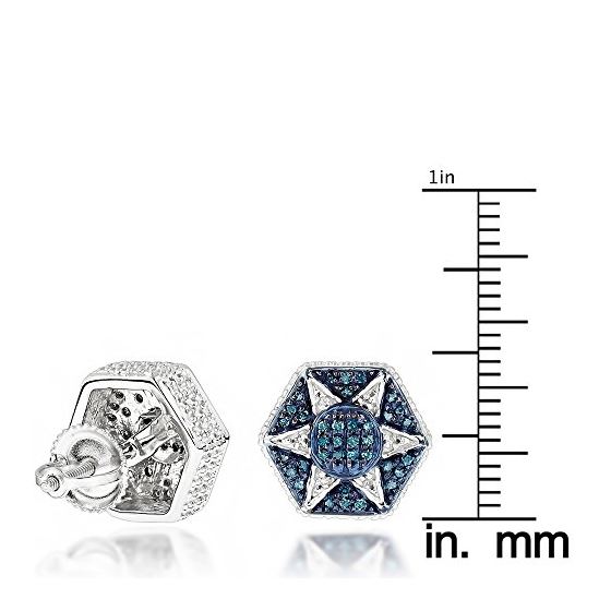 Blue Diamond Star Earrings Sterling Silver 0.3 Cttw 3