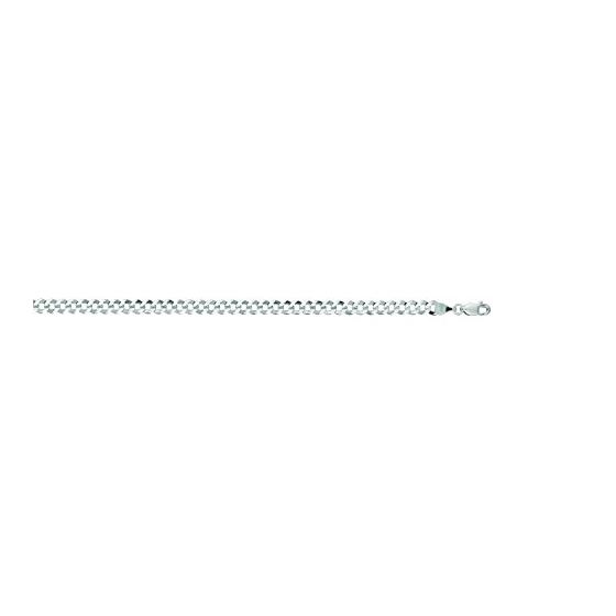 14K White Gold 4.7mm wide Diamond Cut Comfort Curb Chain with Lobster Clasp