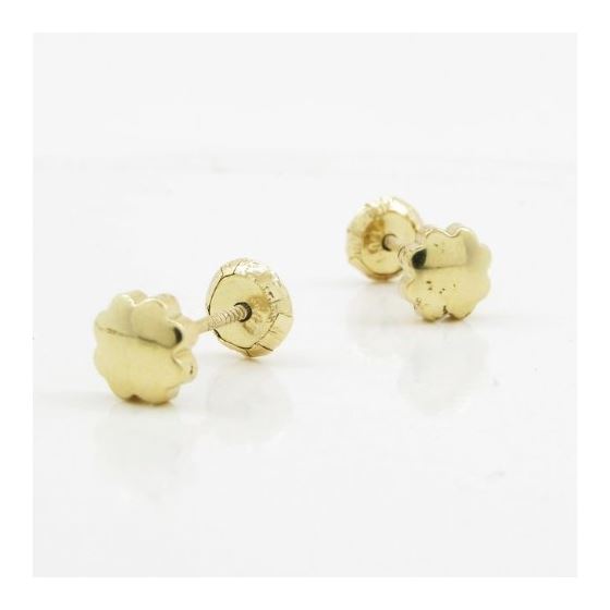 14K Yellow gold Plain flower stud earrings for Children/Kids web159 3