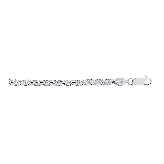 Sterling Silver 4.3 mm Wide Rope Chain 20 Inch Long