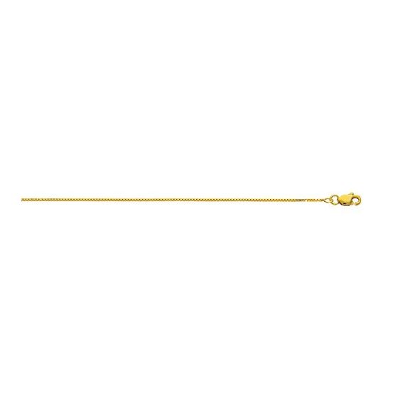 10K 24 inch long Yellow Gold 0.8mm wide Shiny Box Chain with Lobster Clasp FJ-053BOX-24