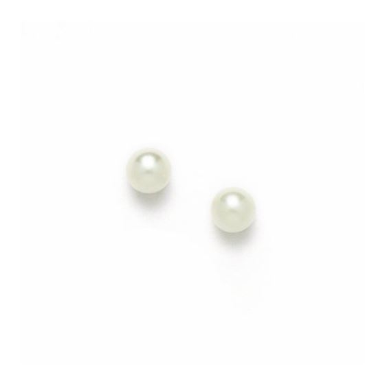 14K Yellow Gold genuine pearl and cz earrings screw back Size: 7
