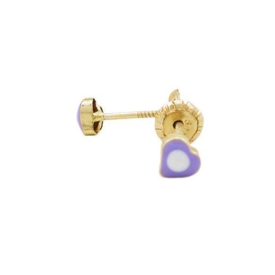 14K Yellow gold Simple heart stud earrings for Children/Kids web141 1