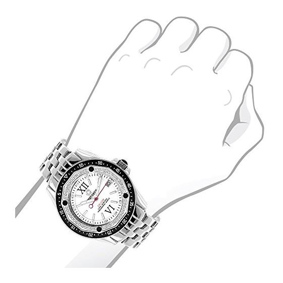 Centorum Falcon Real Diamond Watch 0.5ct Midsize Mens Model White MOP Leather 3
