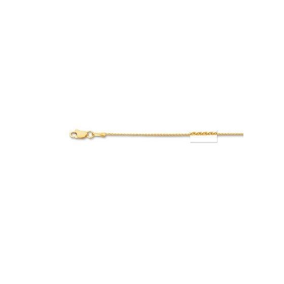 14K Yellow Gold 1.0mm wide Shiny Round Diamond Cut Wheat Chain with Lobster Clasp 1