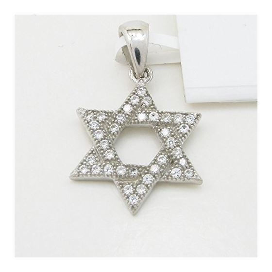 Womens White star of david cz pendant Silver32 3