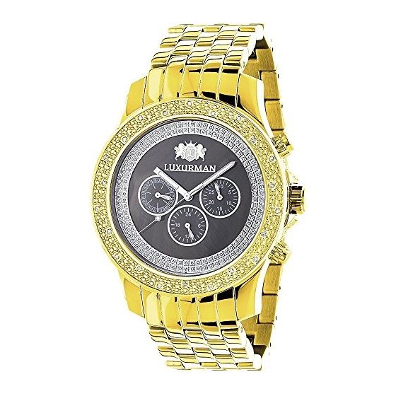 Diamond Watches For Men: LUXURMAN Yellow Gold Plat