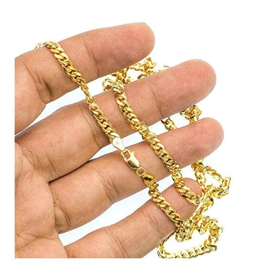 14K YELLOW Gold SOLID ITALY CUBAN Chain - 24 Inches Long 4.3MM Wide 3