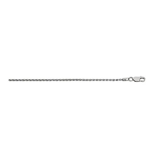 Silver with Non-Rhodium Finish 1.4mm wide Shiny Diamond Cut Spiga Chain with Lobster Clasp