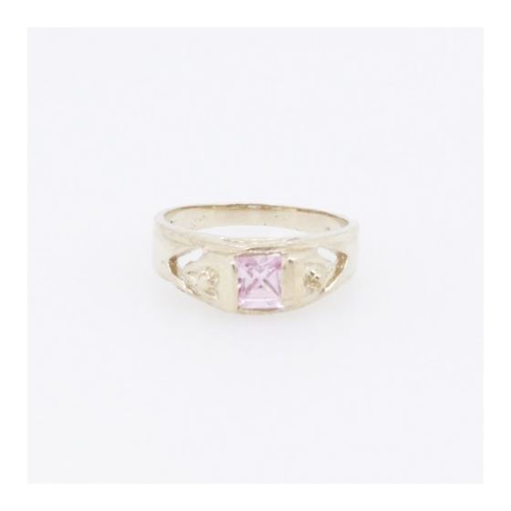 10k Yellow Gold Syntetic pink gemstone ring ajr23 Size: 3.25 3