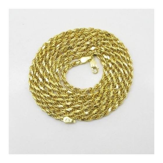 "Mens 10k Yellow Gold skinny rope chain ELNC22 30"" long and 3mm wide 3"