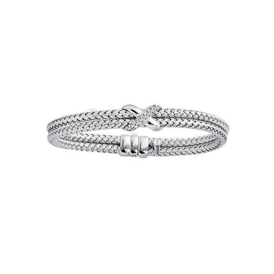 Sterling Silver 3.8 Mm Wide Double Row Rhodium Fin