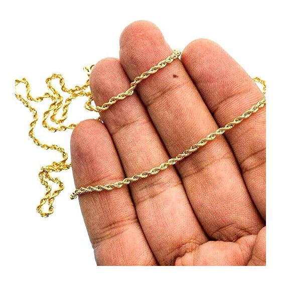 "10K YELLOW Gold ROPE HOLLOW CHAIN - 24"" Long 2.10MM Wide 3"