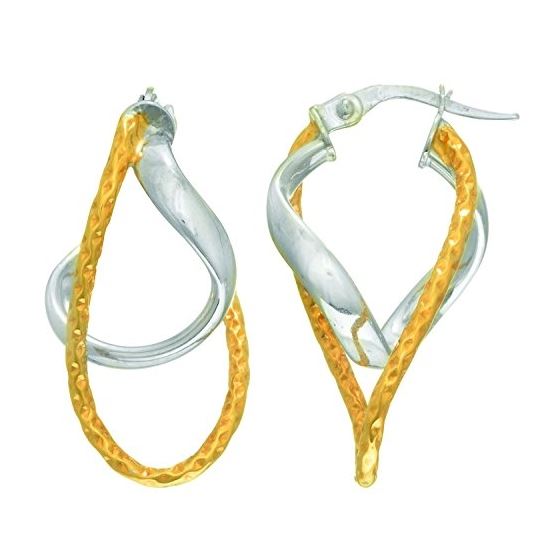 14K Yellow White Gold Ladies Hoop Earrings ER3415