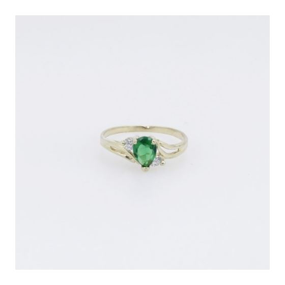 10k Yellow Gold Syntetic green gemstone ring ajr51 Size: 7.25 3