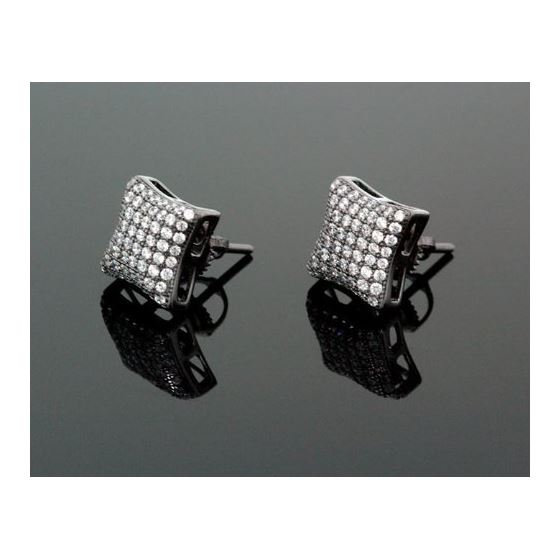 Sterling Silver Unisex Fashion Hand Set Stud Earrings ME0217e 1