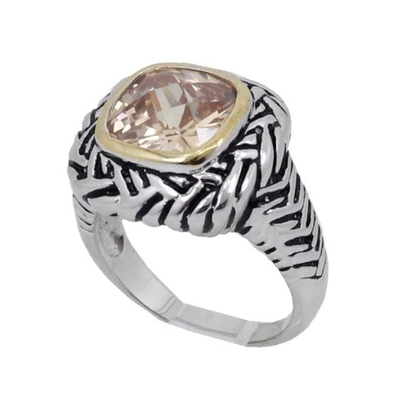 "Ladies .925 Italian Sterling Silver Spring citrine synthetic gemstone ring SAR30 6