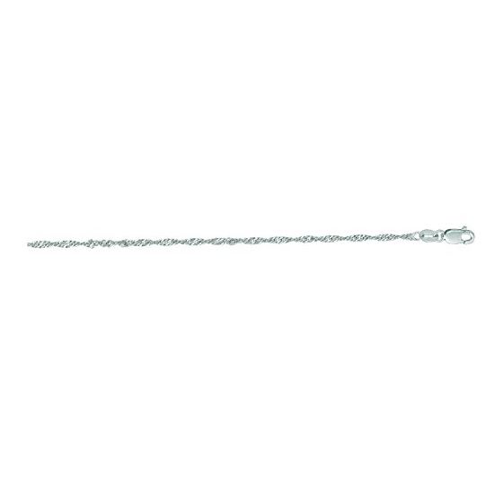 10K 24 inch long White Gold 1.7mm wide Classic Singapore Chain w FJ-030WLSING-24