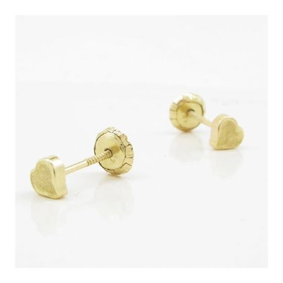 14K Yellow gold Plain heart stud earrings for Children/Kids web220 3