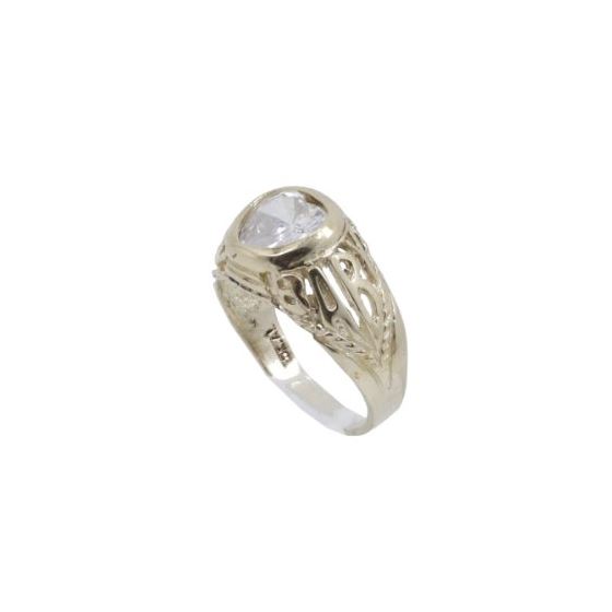 10k Yellow Gold Syntetic white gemstone ring ajr8 Size: 2 1