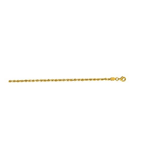 10K 18 inch long Yellow Gold 2.75mm wide Shiny Solid Diamond Cut Royal Rope Chain with Lobster Clasp