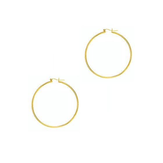 14K Yellow Gold Ladies Shiny Hoop Earrings RW253