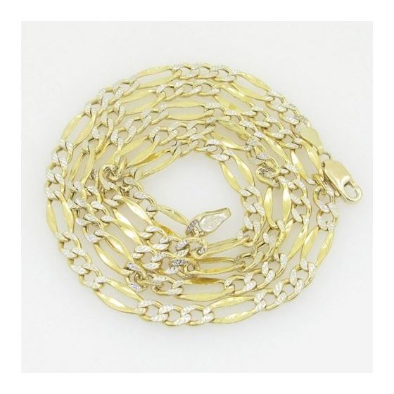 10K Yellow Gold diamond cut figaro chain GC117 1