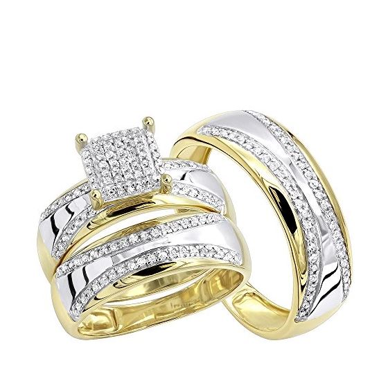 Two Tone 10K Gold Wedding Bands Engagement Ring Ro