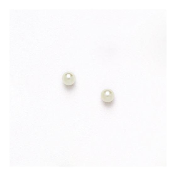 14K Yellow Gold genuine pearl and cz earrings screw back Size: 4