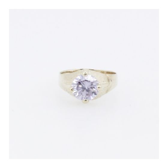 10k Yellow Gold Syntetic white gemstone ring ajjr71 Size: 2 3