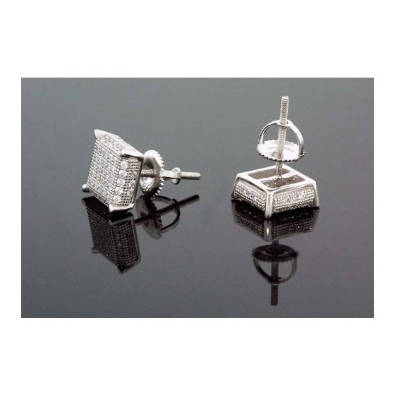 .925 Sterling Silver White Square White Crystal-3