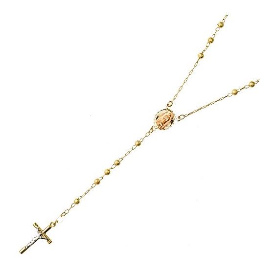 14K YELLOW Gold HOLLOW ROSARY Chain - 30 Inches Long 3MM Wide 1