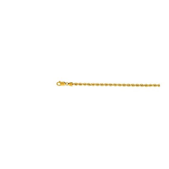 "14K Yellow Gold Solid Rope Chain 24"" inches long x3.0mm wide"