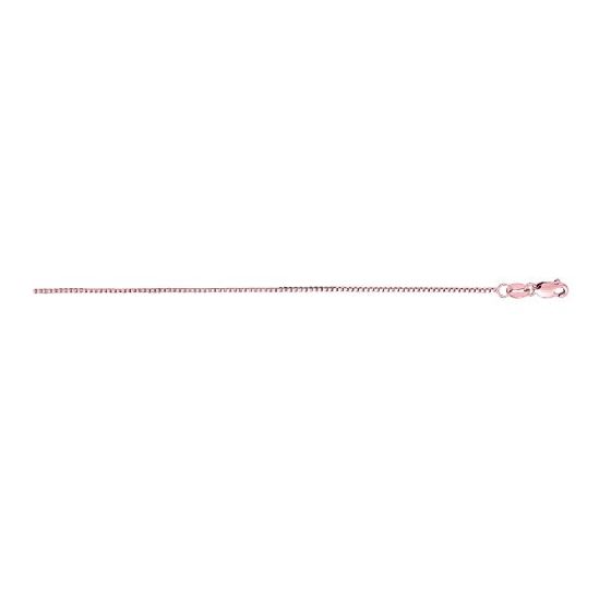 14K Rose Gold 0.8mm wide Shiny Classic Box Chain with Lobster Clasp 1