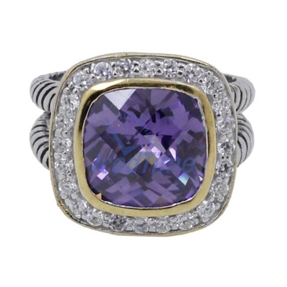 "Ladies .925 Italian Sterling Silver Purple Violet synthetic gemstone ring SAR54 6