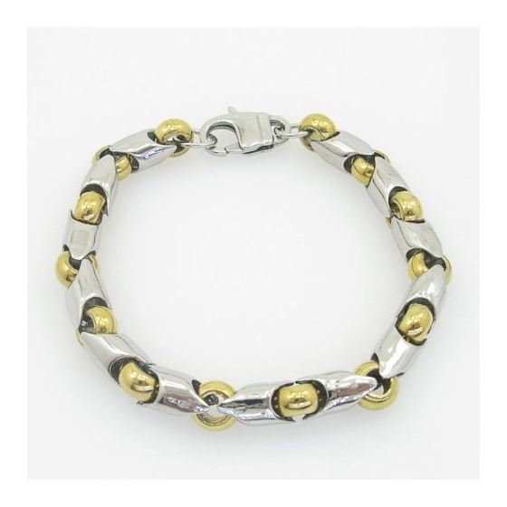 Mens Stainless steel bracelet beaded fancy franco cuban charm jewelry fashion yellow round style bra