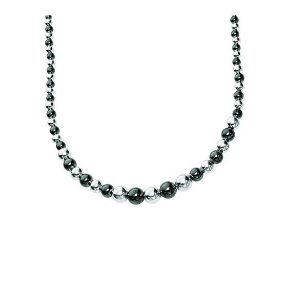 Sterling Silver 4.1-10.2 mm Wide Polished Alternate Round Black White 16 Graduated Necklace 18 Inch 