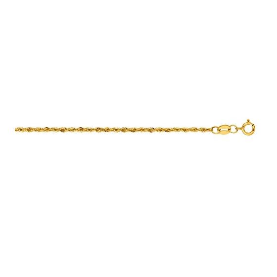 14K Yellow Gold 1.5mm wide Diamond Cut Lite Rope Chain with Lobster Clasp 1