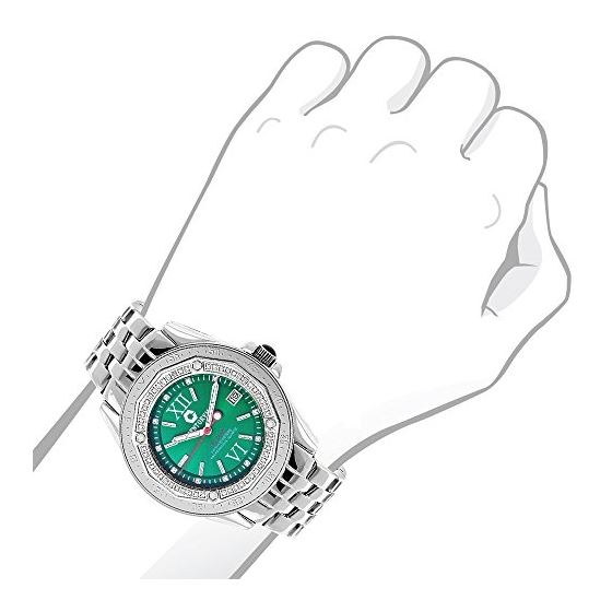 Designer Centorum Falcon Real Diamond Watch: Midsize 0.50ct Emerald Face 3