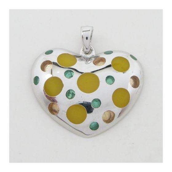 Silver heart colored stone pendant SB53 26mm tall and 24mm wide 3